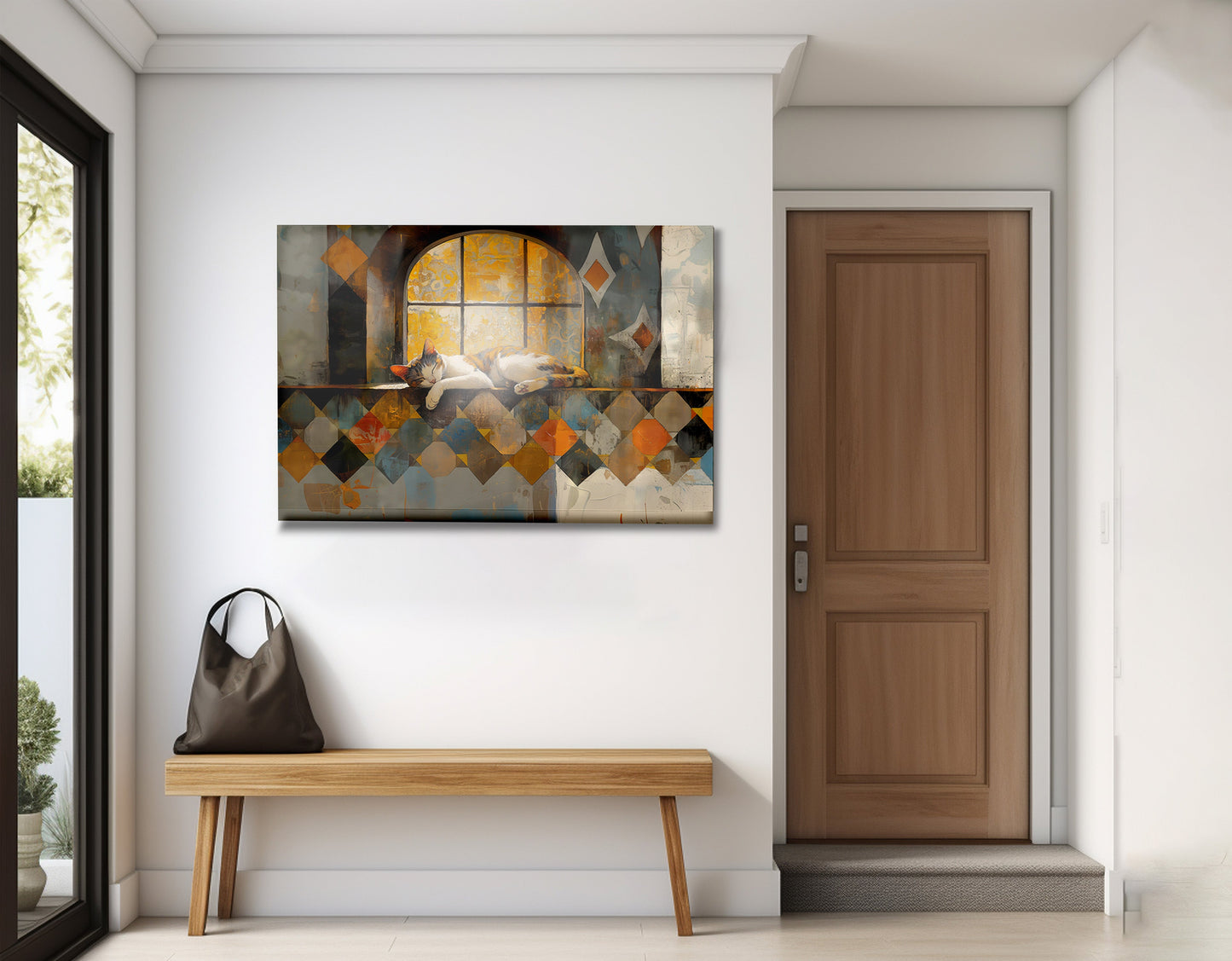 Sleeping Cat Window Quilt African American canvas print view 23
