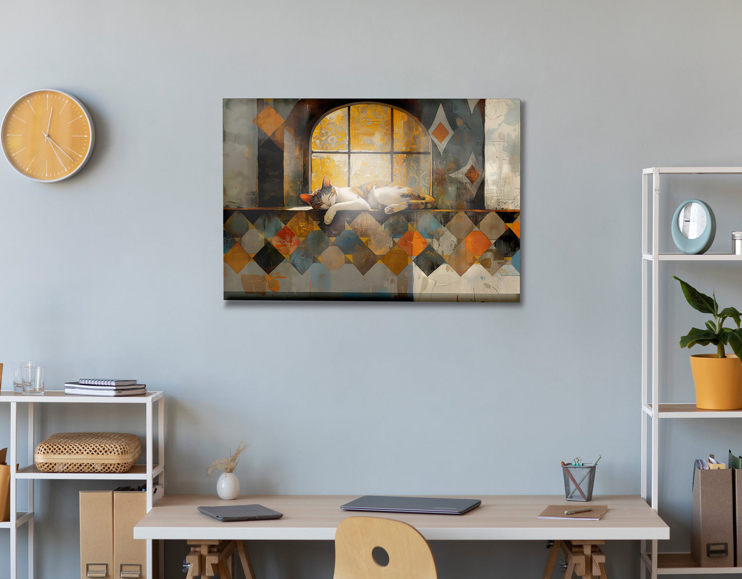 Sleeping Cat Window Quilt African American canvas print view 24