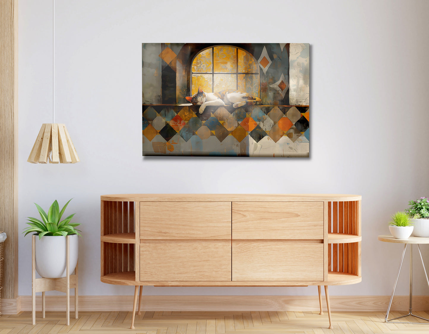 Sleeping Cat Window Quilt African American canvas print view 20