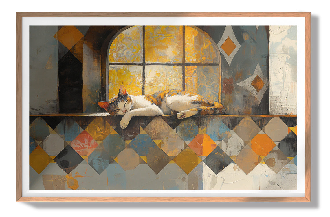 Sleeping Cat Window Quilt African American canvas print view 79