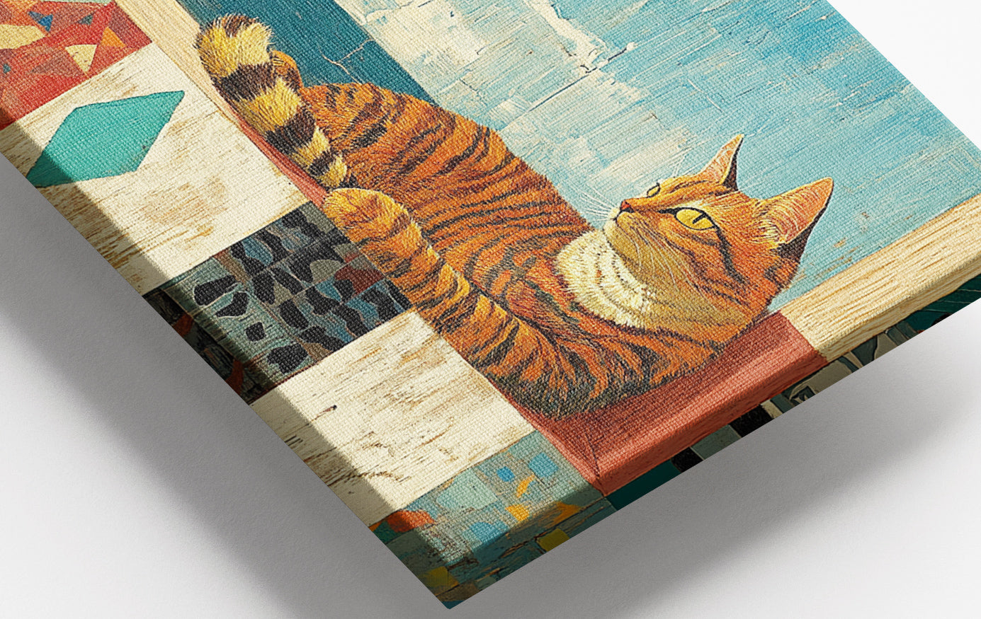 Close-up of Orange Cat Ocean View Caribbean wall art detail