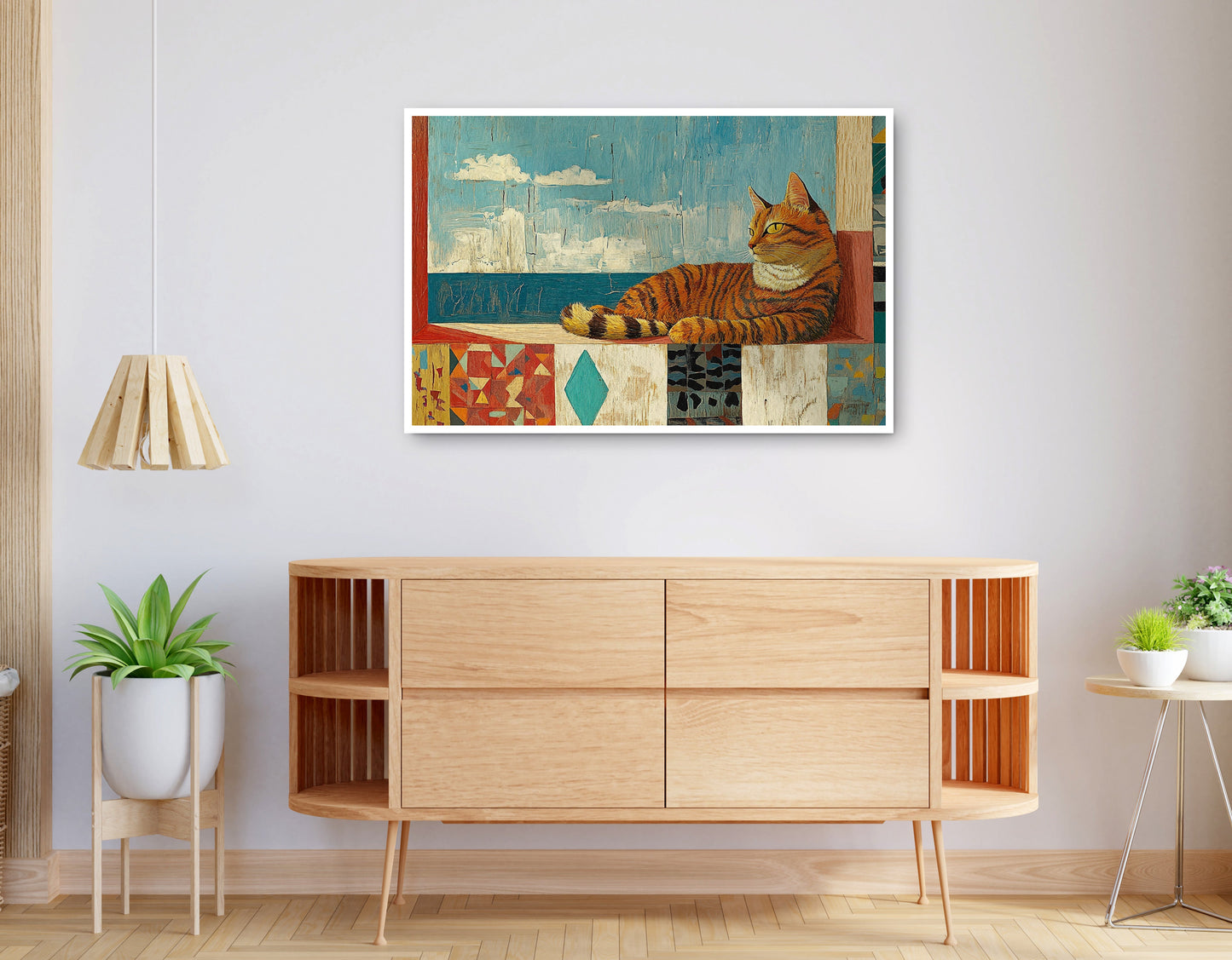 Alternate view of Orange Cat Ocean View Caribbean wall art canvas print
