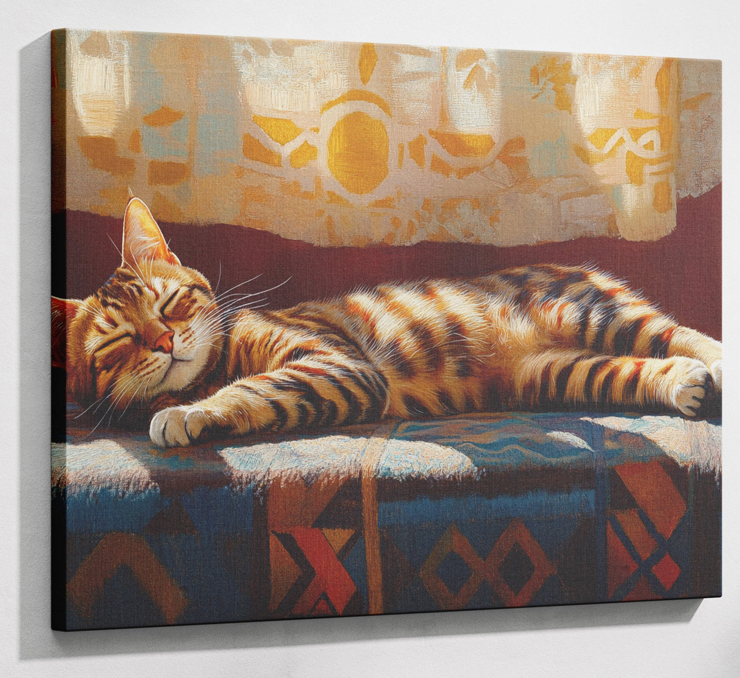 Tabby Cat Sunlit Bed African American canvas print canvas print with visible wall art format