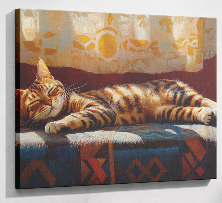 Tabby Cat Sunlit Bed African American canvas print canvas print with visible wall art format