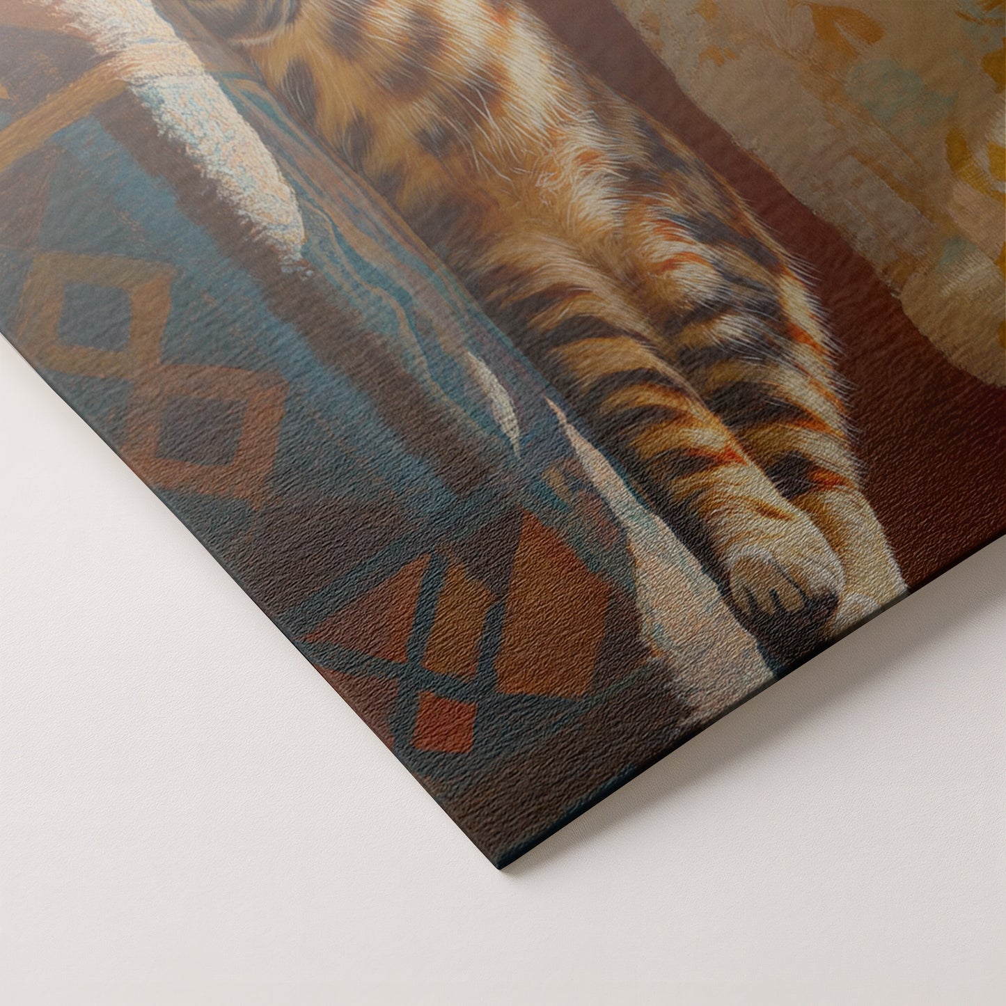 Tabby Cat Sunlit Bed African American canvas print artwork by MoomZee Artwork