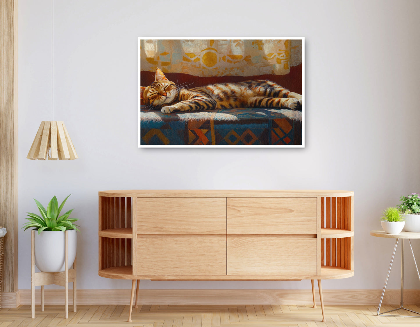 Alternate view of Tabby Cat Sunlit Bed African American canvas print