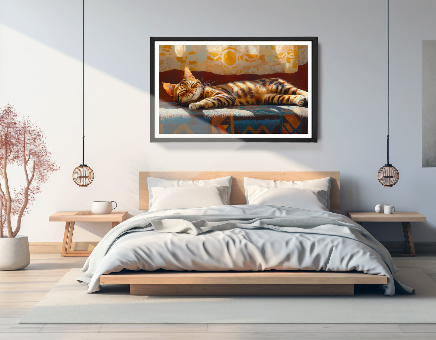 Tabby Cat Sunlit Bed African American canvas print view 69