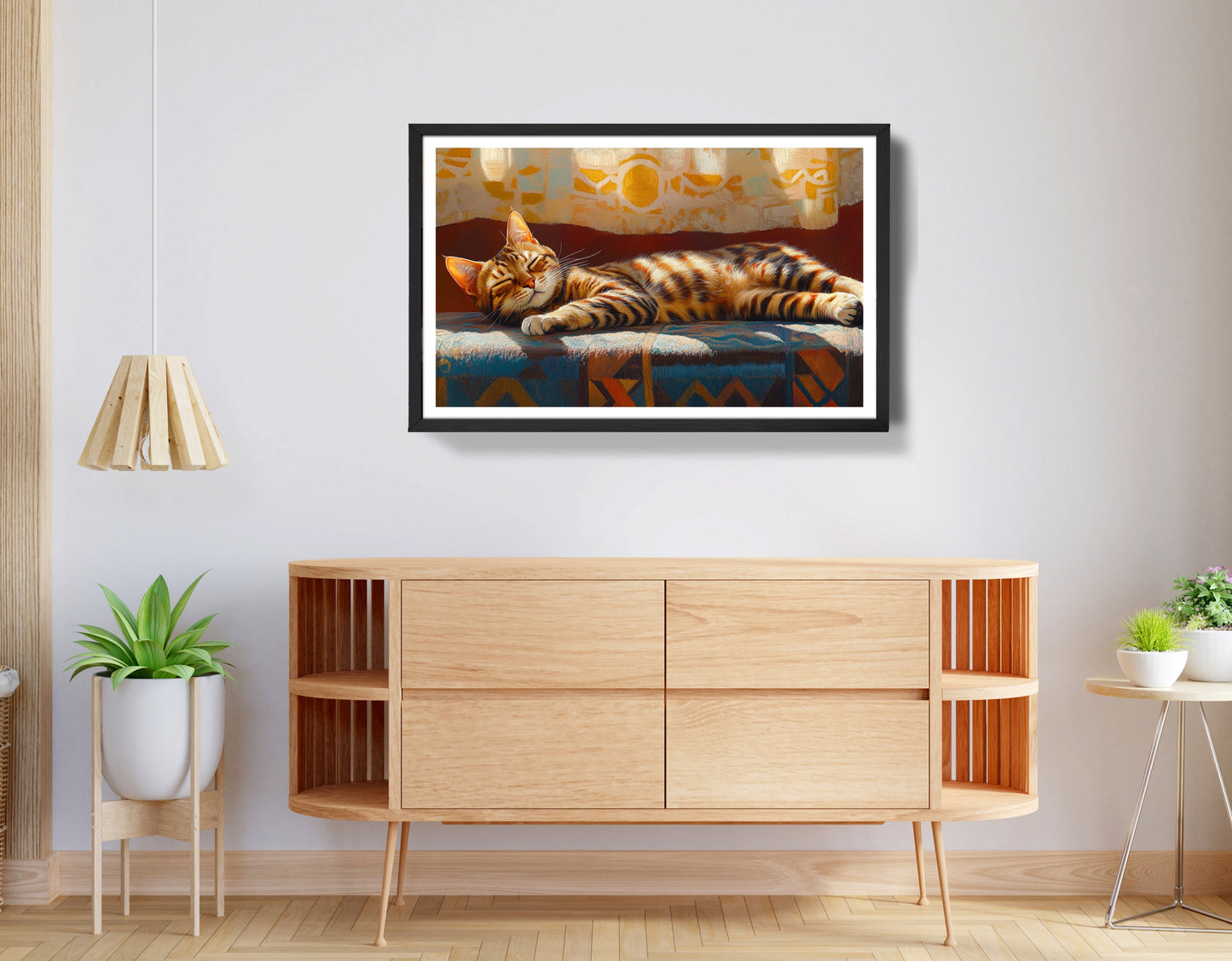 Tabby Cat Sunlit Bed African American canvas print view 68
