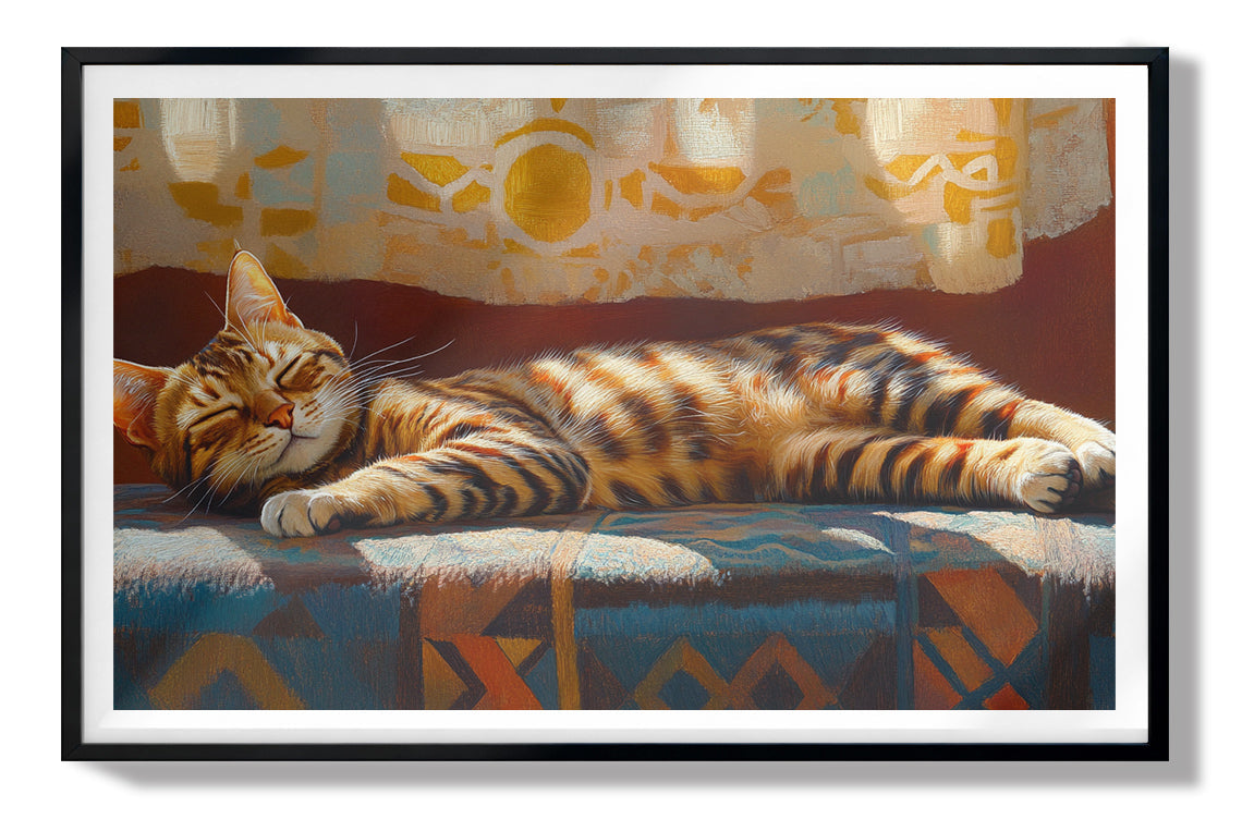 Tabby Cat Sunlit Bed African American canvas print view 67