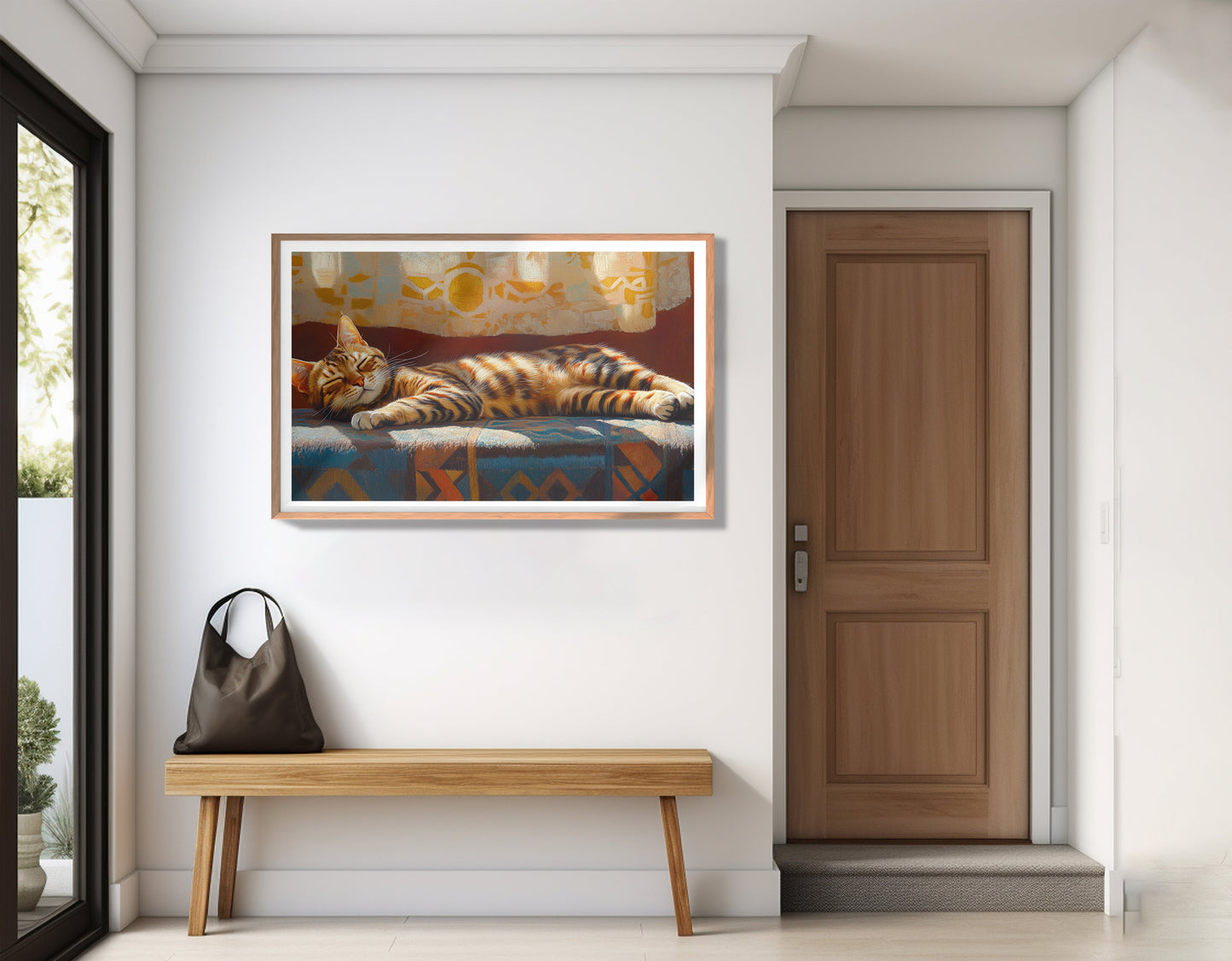 Tabby Cat Sunlit Bed African American canvas print view 83