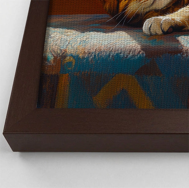 Tabby Cat Sunlit Bed African American canvas print view 34