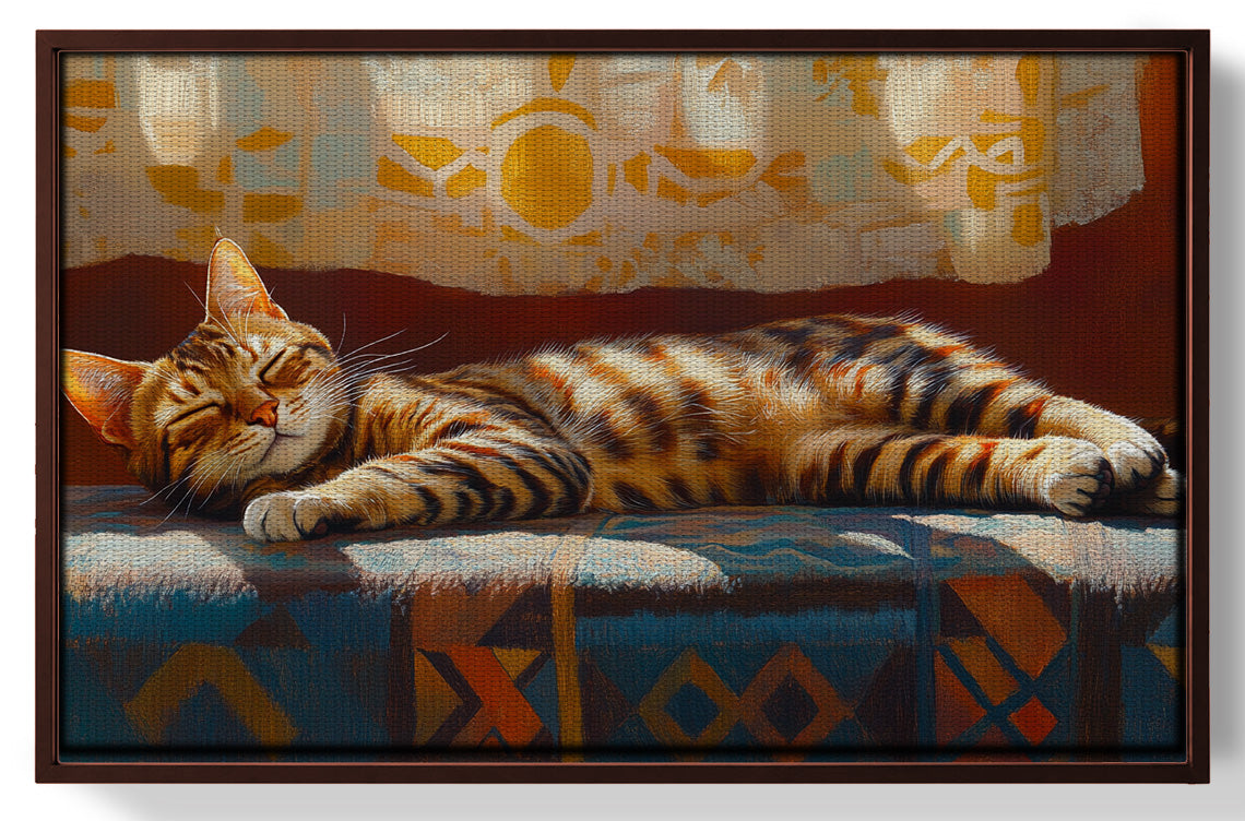 Tabby Cat Sunlit Bed African American canvas print view 31
