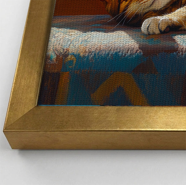 Tabby Cat Sunlit Bed African American canvas print view 40