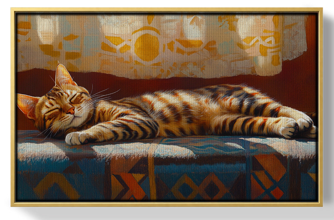 Tabby Cat Sunlit Bed African American canvas print view 37
