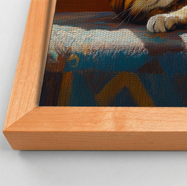 Tabby Cat Sunlit Bed African American canvas print view 46