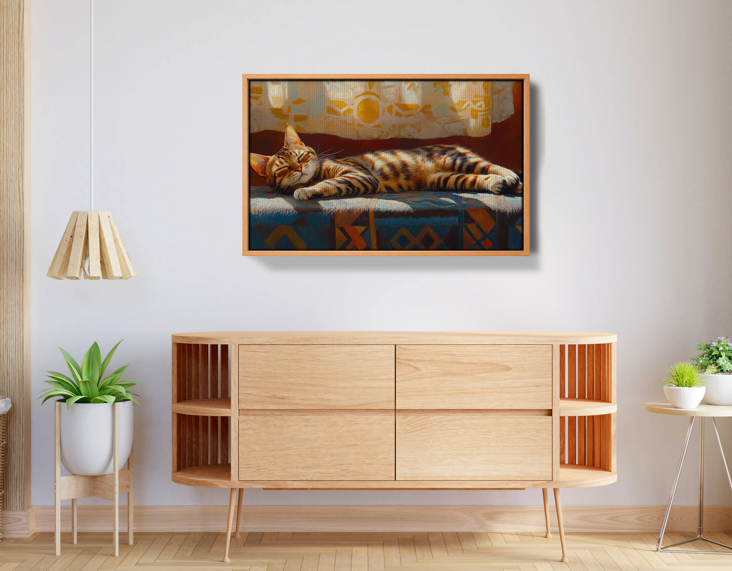 Tabby Cat Sunlit Bed African American canvas print view 44