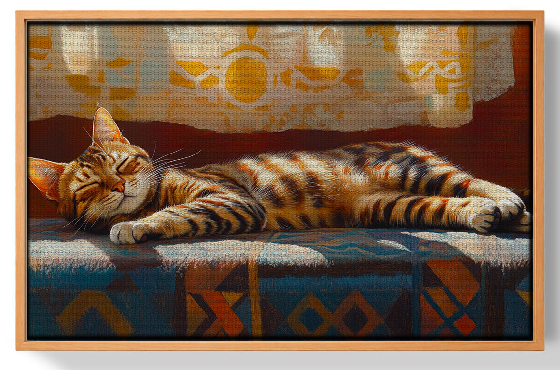 Tabby Cat Sunlit Bed African American canvas print view 43