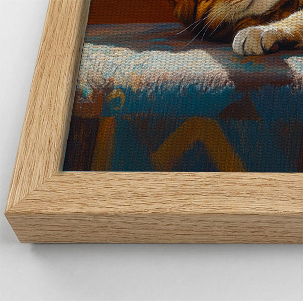 Tabby Cat Sunlit Bed African American canvas print view 52