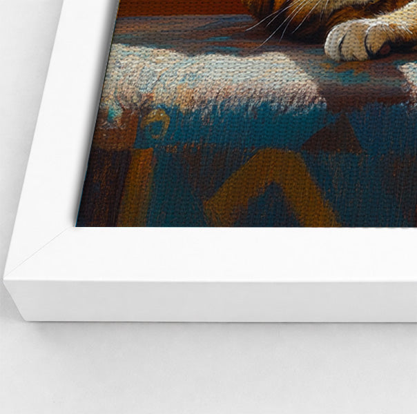 Tabby Cat Sunlit Bed African American canvas print view 64