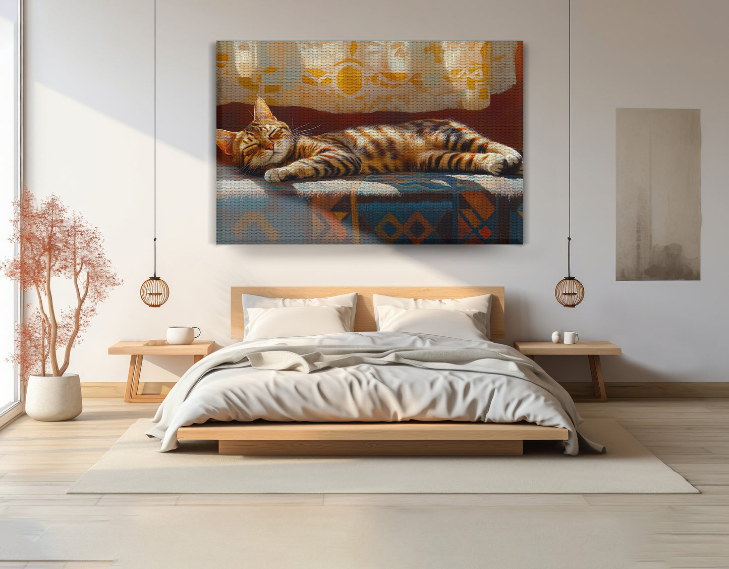 Tabby Cat Sunlit Bed African American canvas print view 15