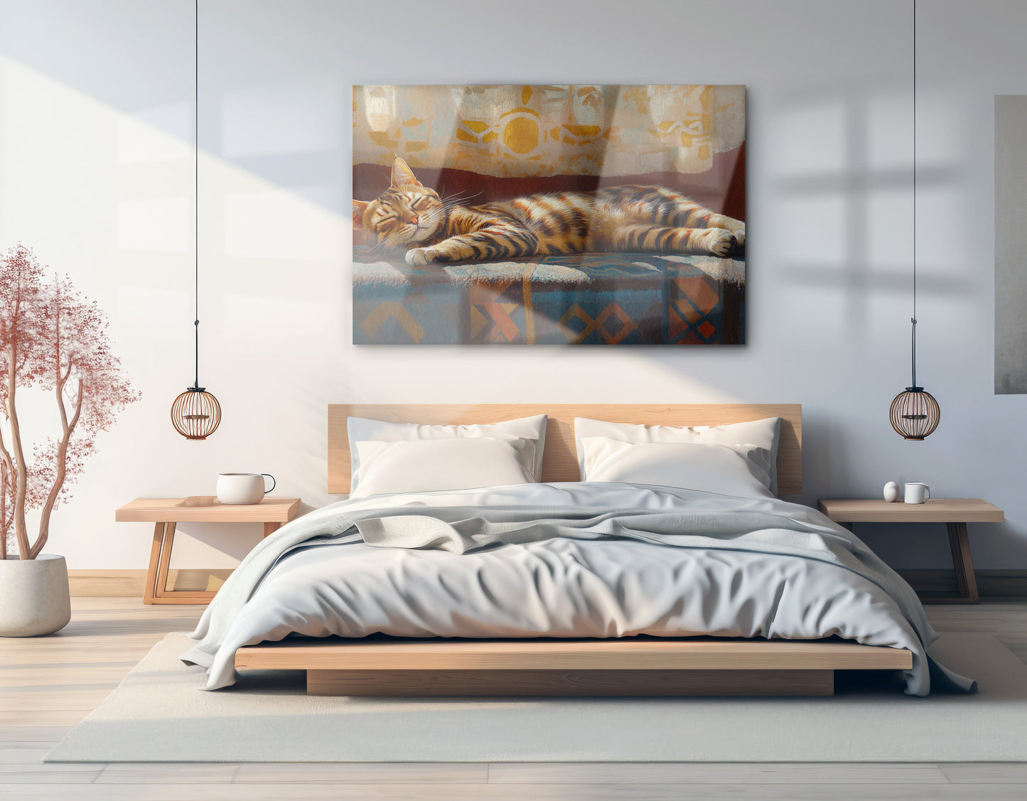 Tabby Cat Sunlit Bed African American canvas print view 21