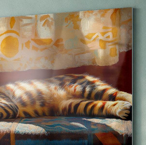 Tabby Cat Sunlit Bed African American canvas print view 22