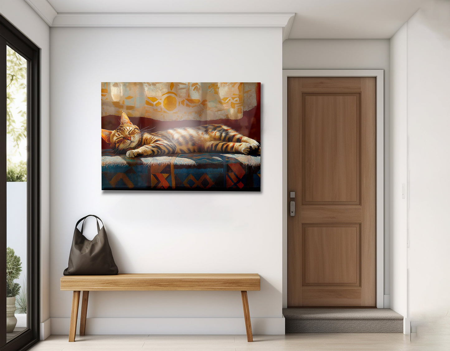 Tabby Cat Sunlit Bed African American canvas print view 23
