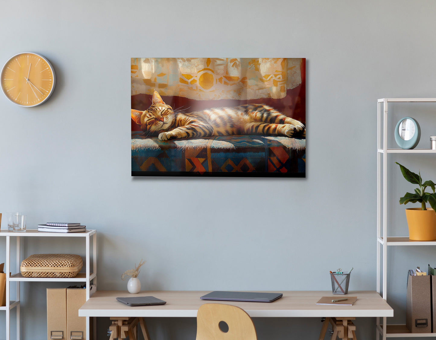 Tabby Cat Sunlit Bed African American canvas print view 24