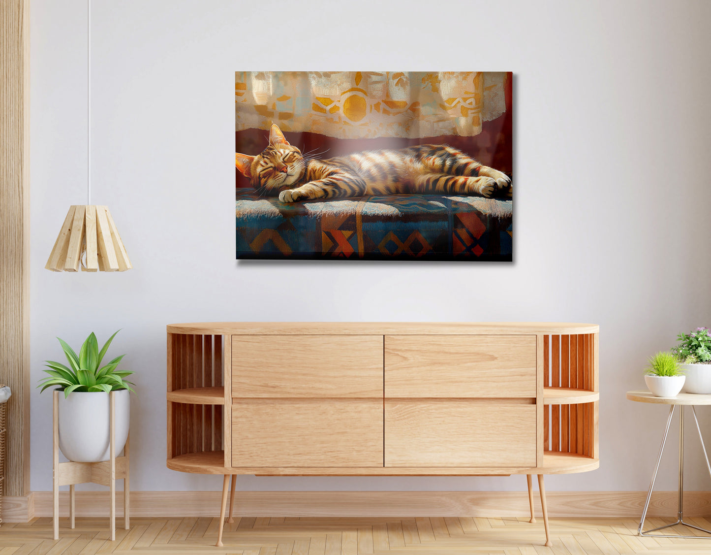 Tabby Cat Sunlit Bed African American canvas print view 20
