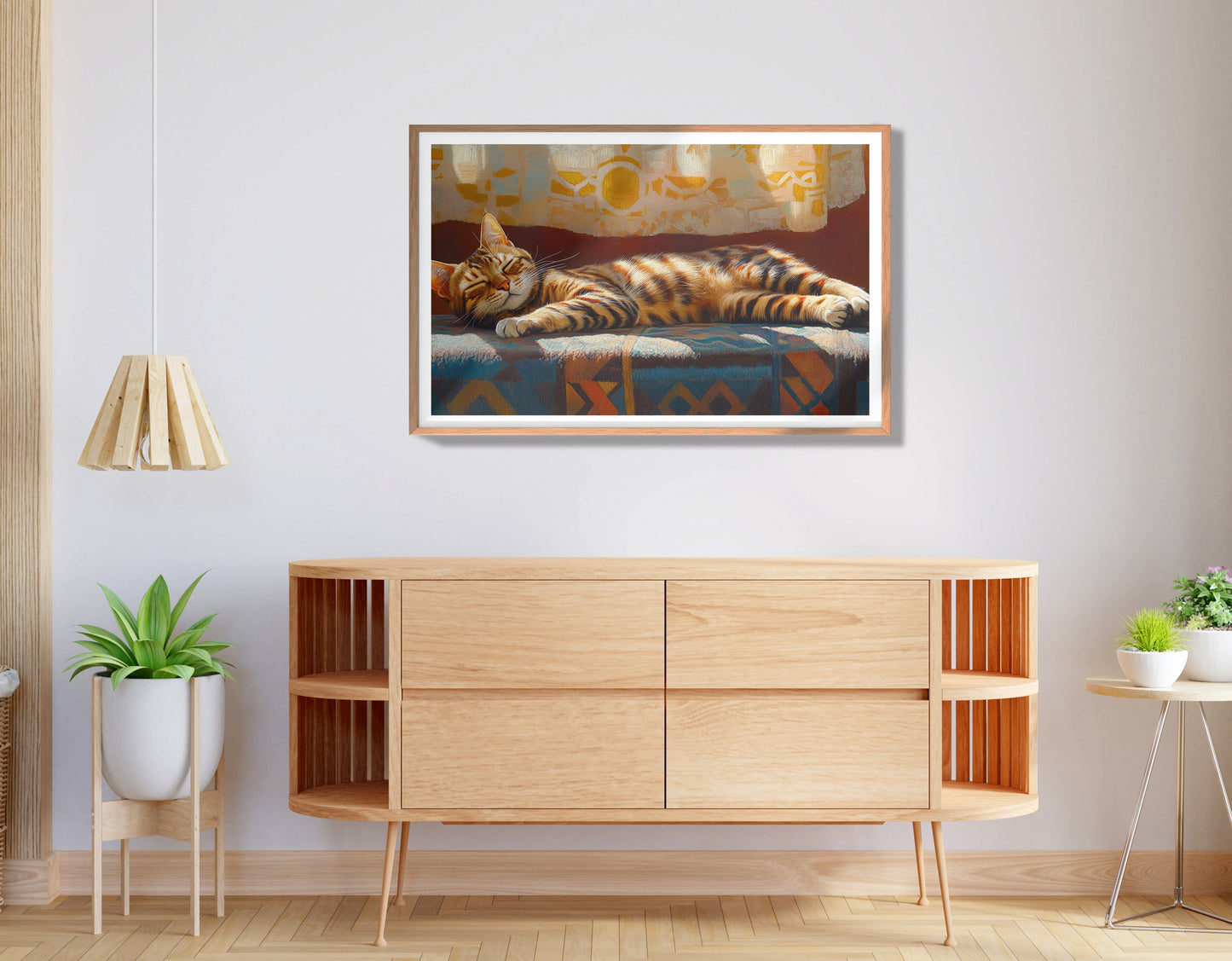 Tabby Cat Sunlit Bed African American canvas print view 80