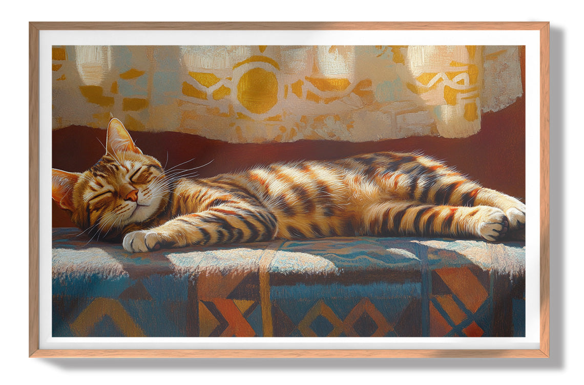 Tabby Cat Sunlit Bed African American canvas print view 79