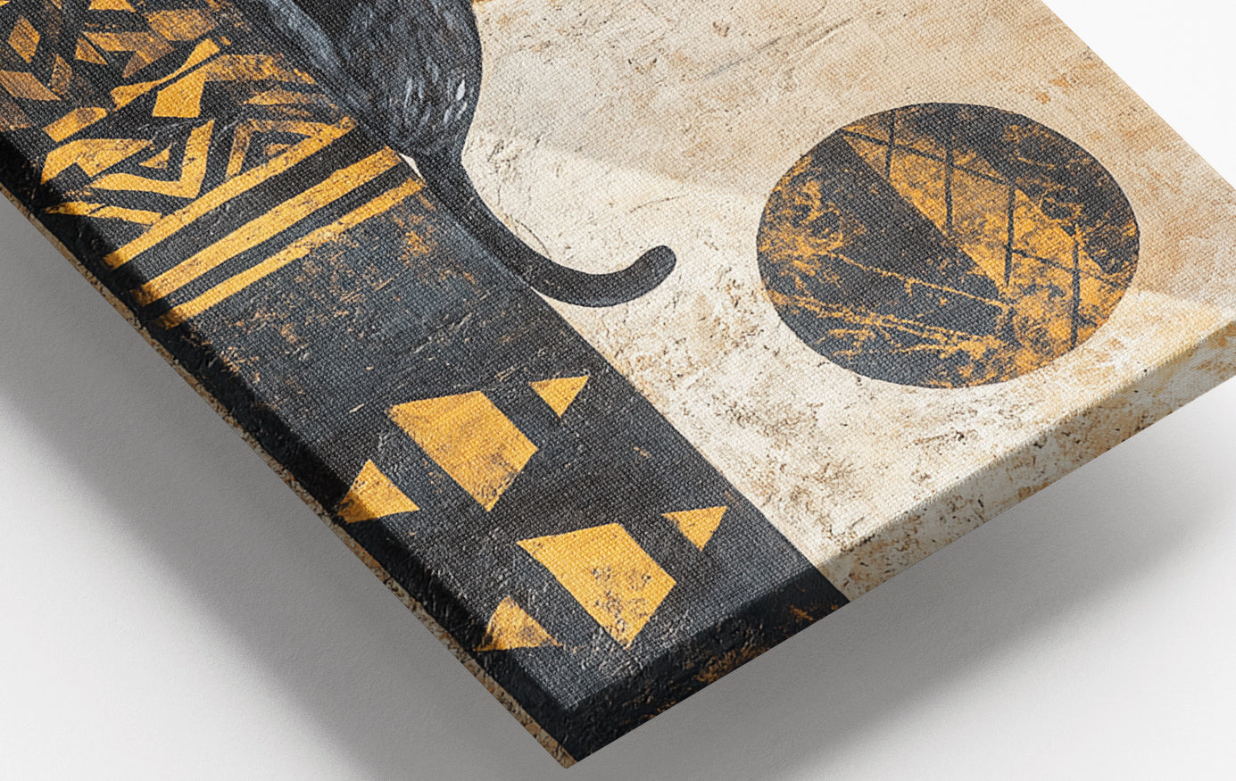 Close-up of Black Cat Moon African Pattern African American canvas print detail
