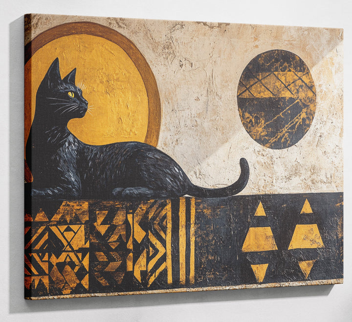 Black Cat Moon African Pattern African American canvas print canvas print with visible wall art format