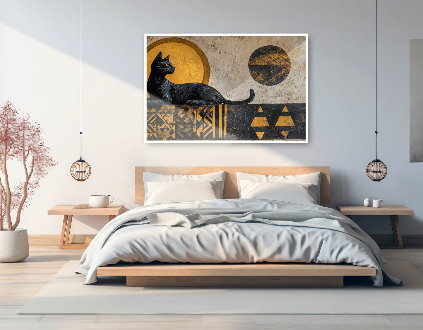 Black Cat Moon African Pattern African American canvas print artwork view