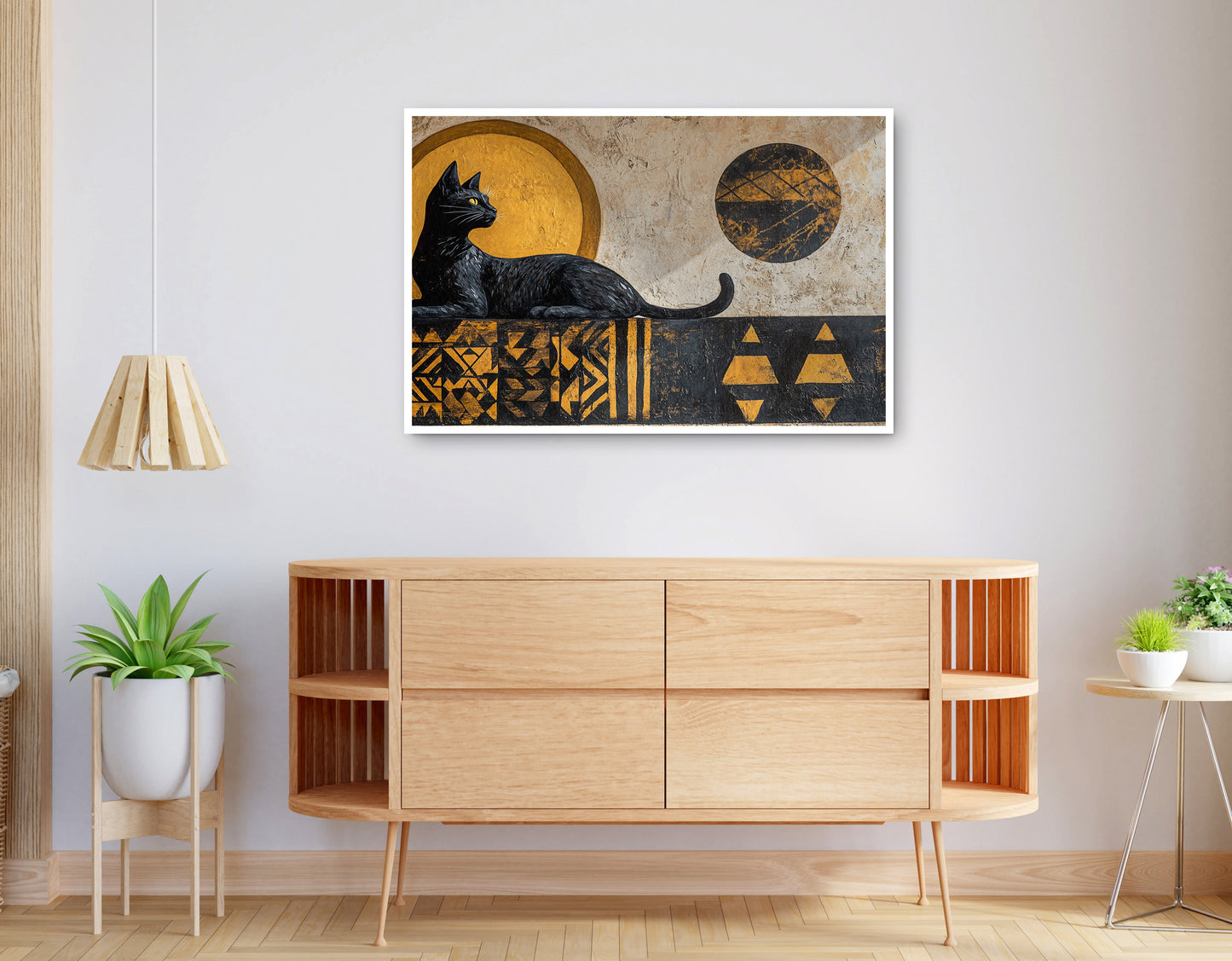 Alternate view of Black Cat Moon African Pattern African American canvas print