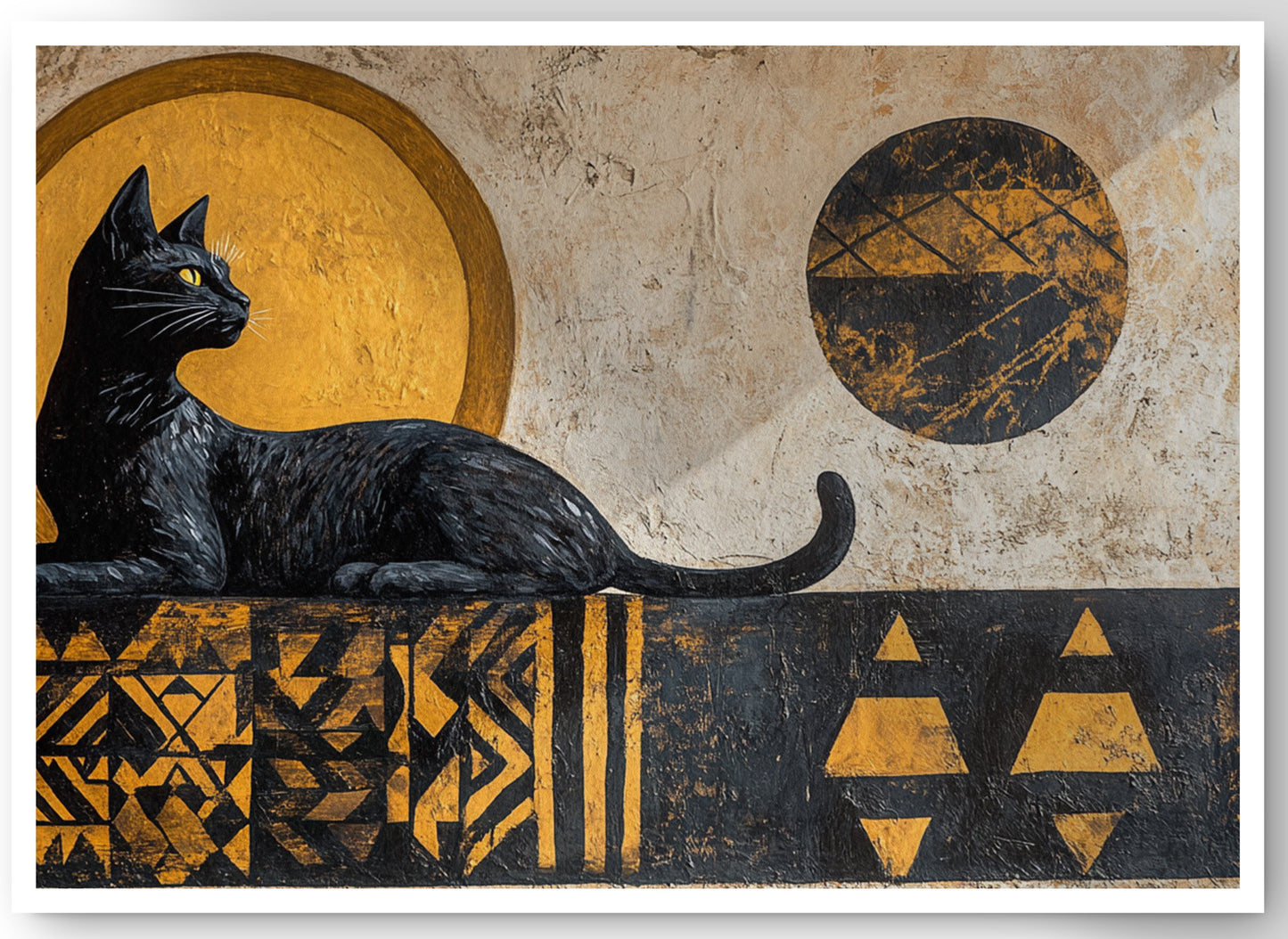Black Cat Moon African Pattern African American canvas print by MoomZee Artwork