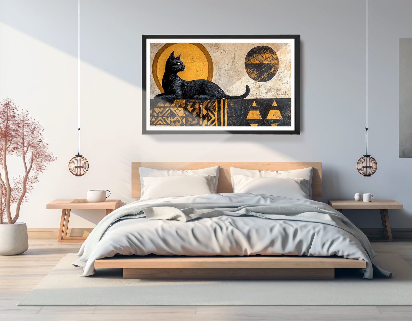 Black Cat Moon African Pattern African American canvas print view 69