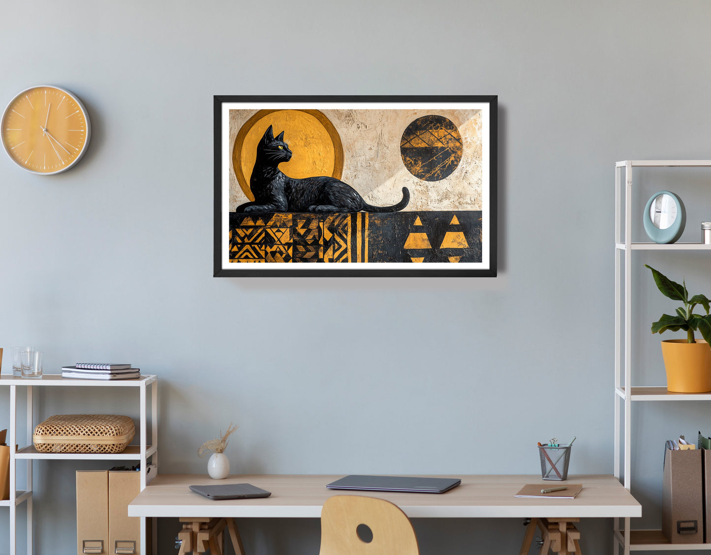 Black Cat Moon African Pattern African American canvas print view 72