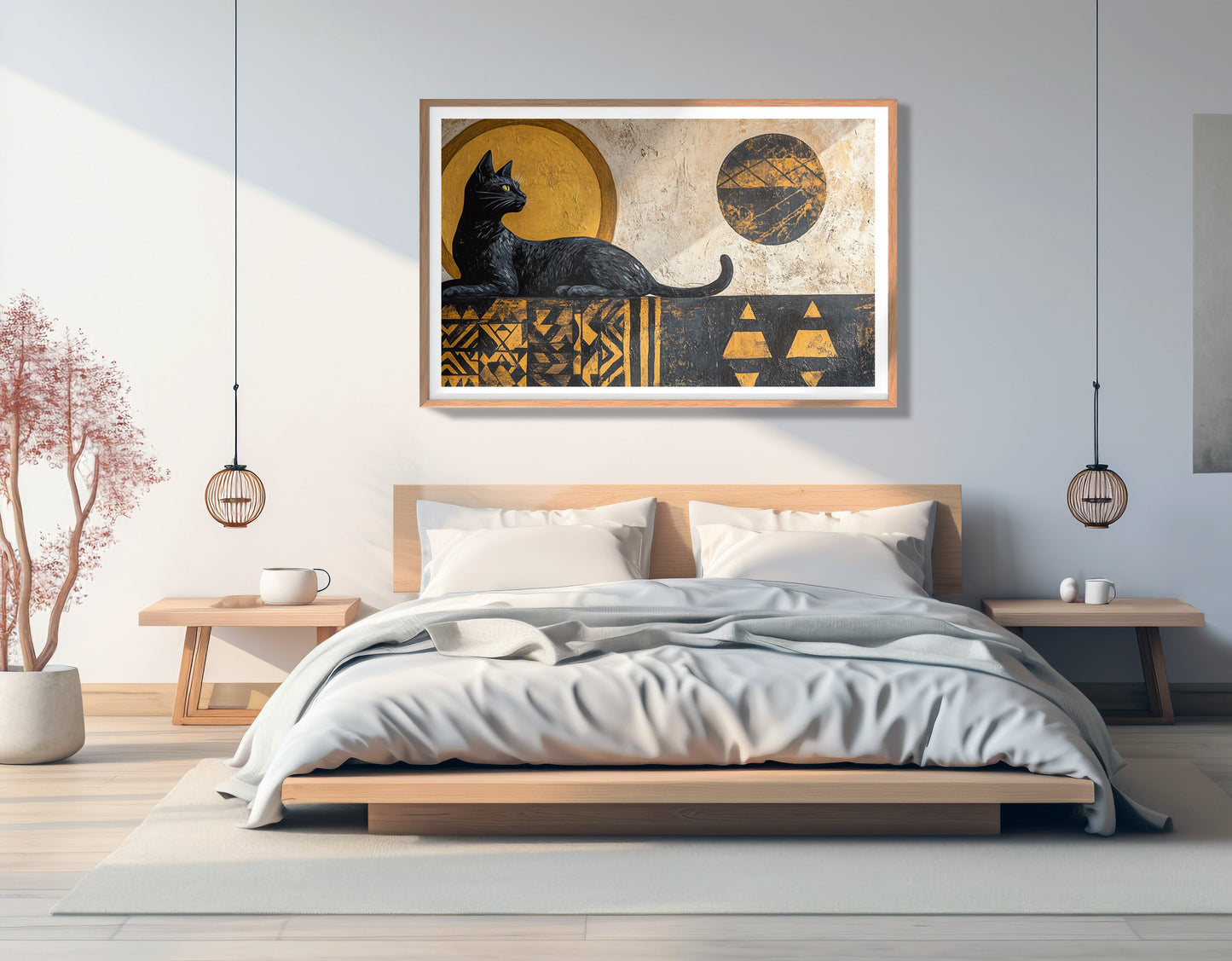 Black Cat Moon African Pattern African American canvas print view 81