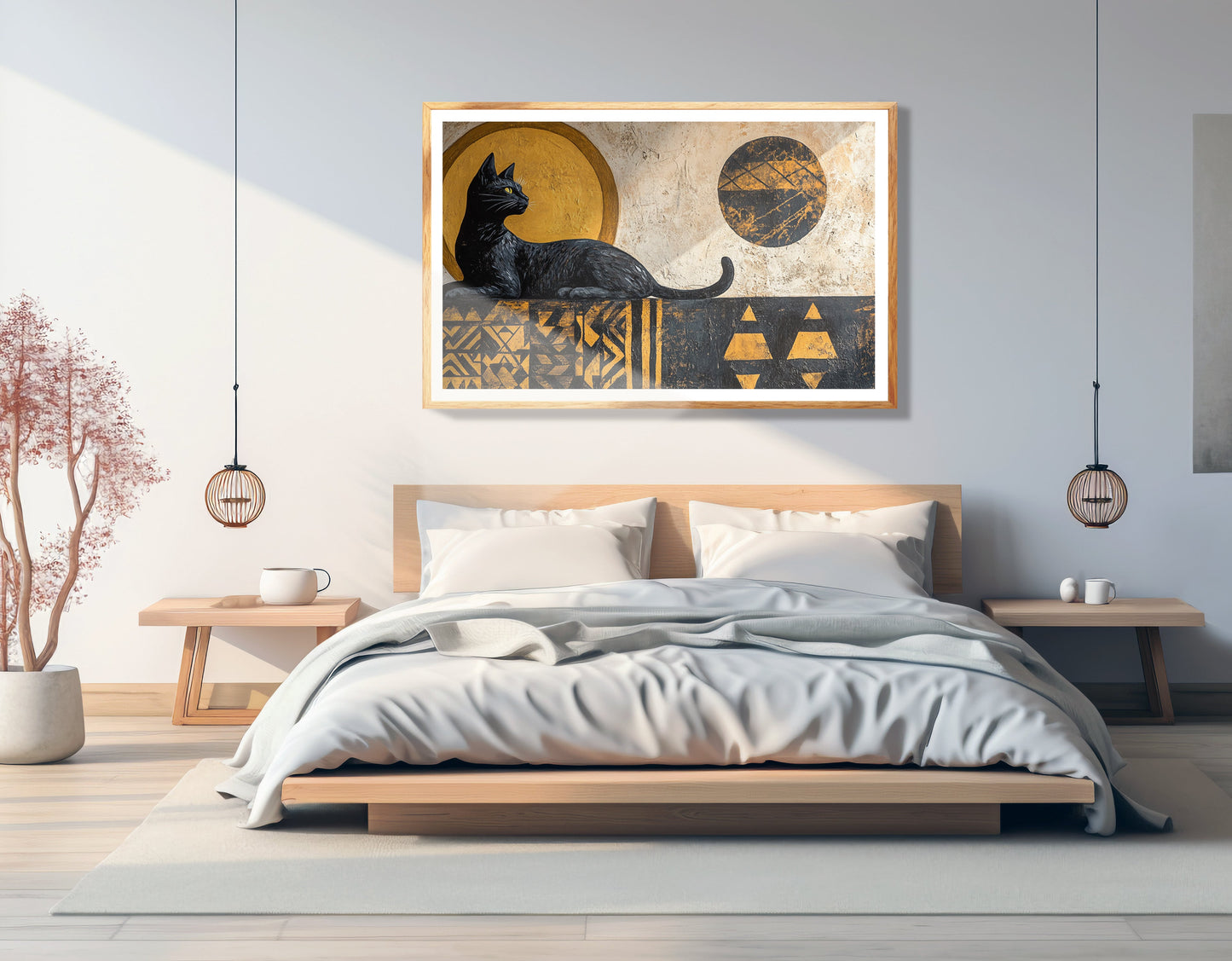 Black Cat Moon African Pattern African American canvas print view 75