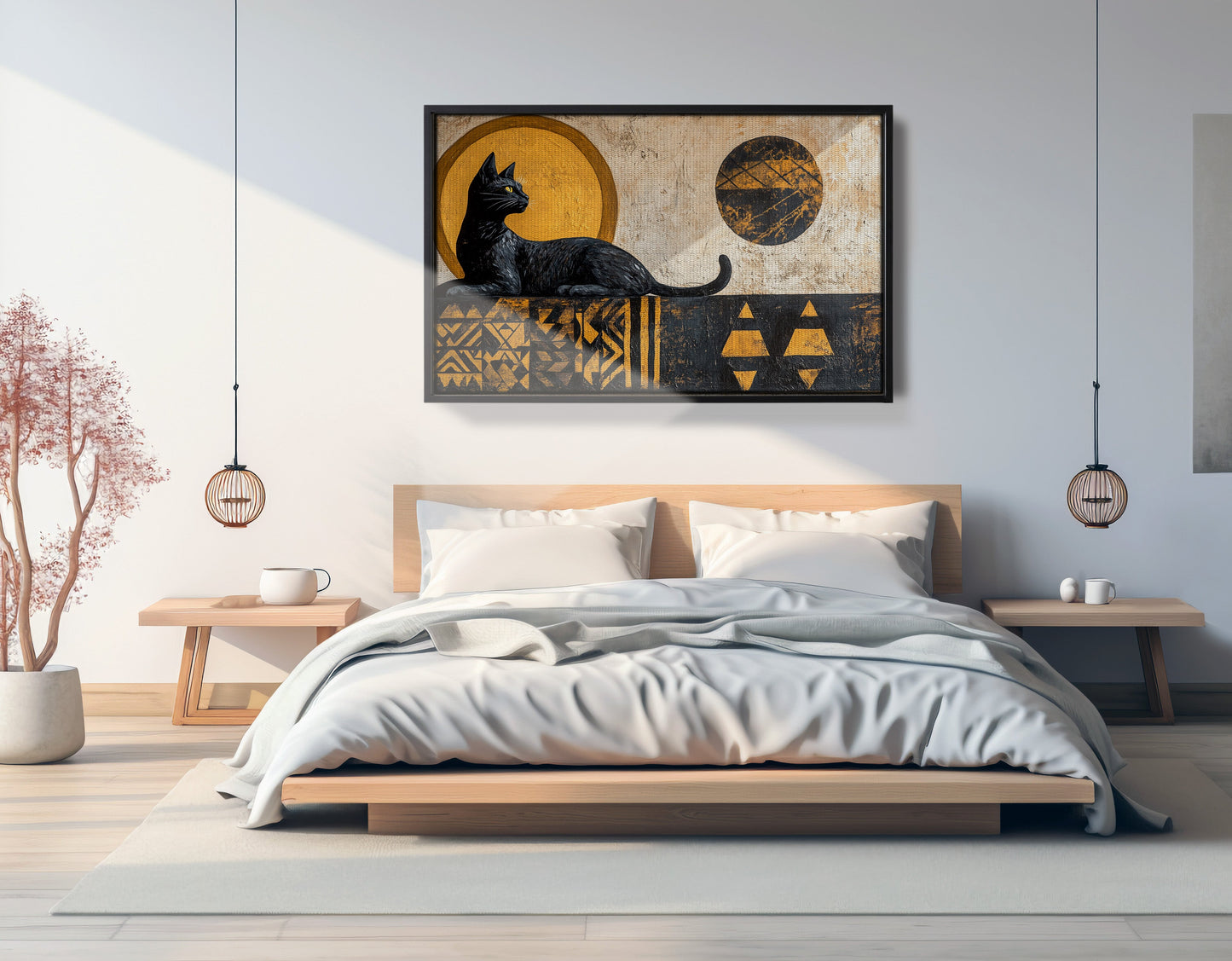 Black Cat Moon African Pattern African American canvas print view 27