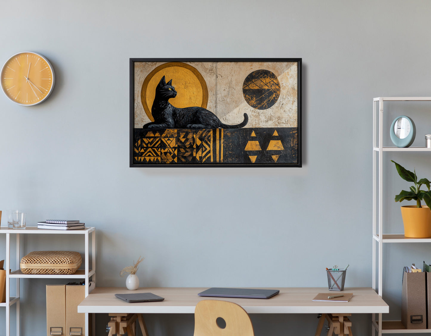 Black Cat Moon African Pattern African American canvas print view 30