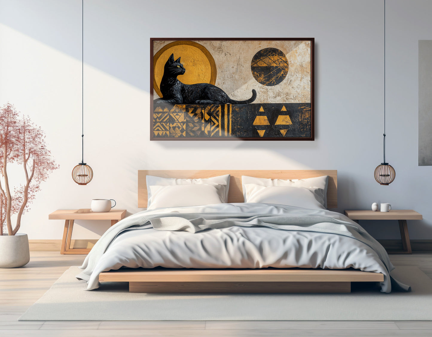Black Cat Moon African Pattern African American canvas print view 33