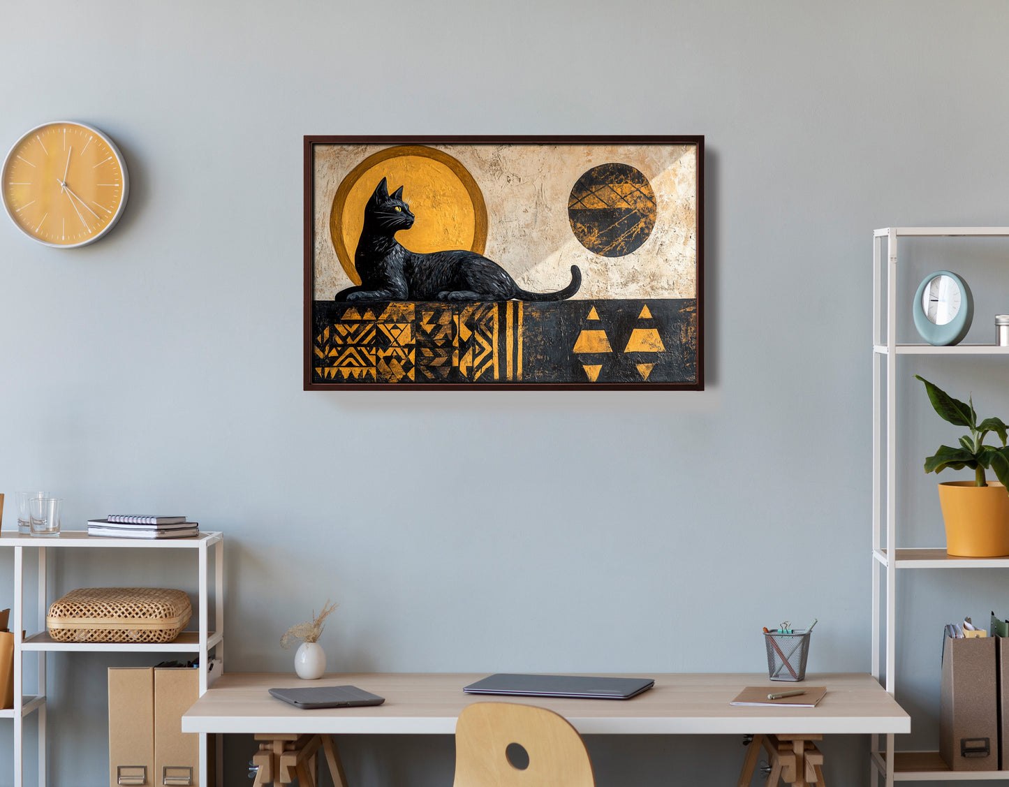 Black Cat Moon African Pattern African American canvas print view 36