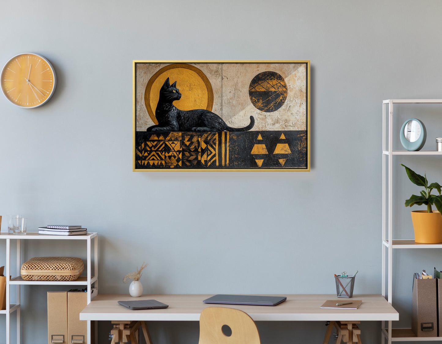 Black Cat Moon African Pattern African American canvas print view 42