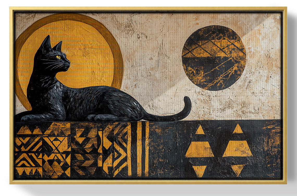 Black Cat Moon African Pattern African American canvas print view 37