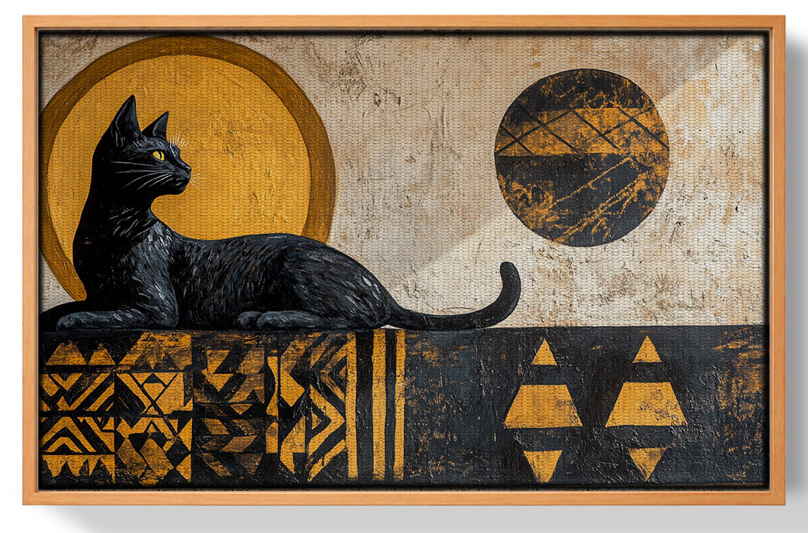 Black Cat Moon African Pattern African American canvas print view 43