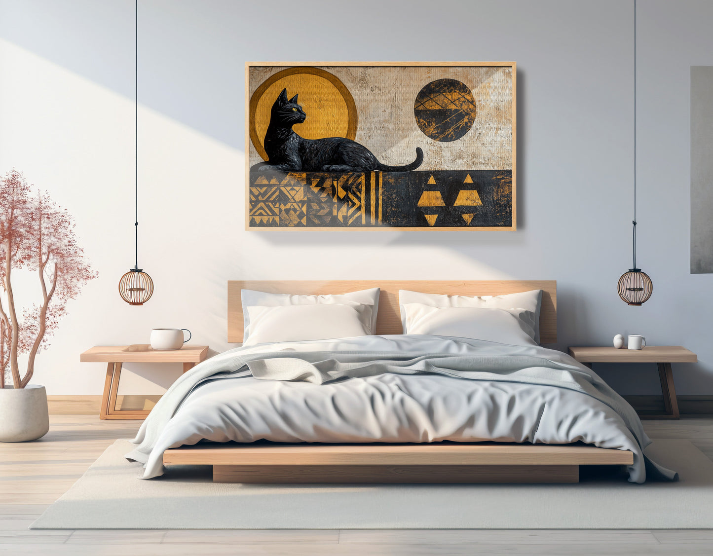 Black Cat Moon African Pattern African American canvas print view 51