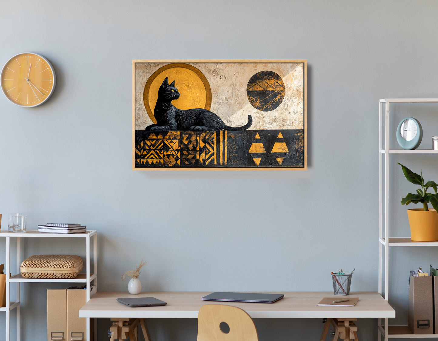Black Cat Moon African Pattern African American canvas print view 54