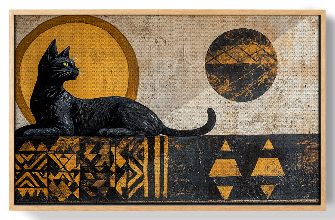 Black Cat Moon African Pattern African American canvas print view 49